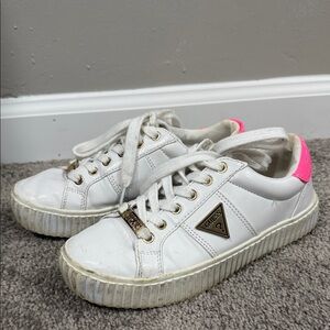 Guess White Sneakers with Pink Highlights
